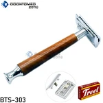 Men's Fashion Double Edge Safety Razor With Dark Wood Handle + Blades BTS-303. Fixed Price $9.95.