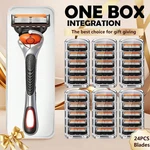 6 Manual Razor With 24 Replacement Blades Men's Shaving Kit. Fixed Price $24.55.