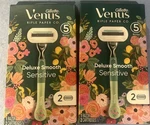 Gillette Venus Razor 5 Blades Deluxe Smooth Sensitive 2 Cartridges Lot Of. Fixed Price $19.97.