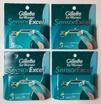 New Lot Of 4 Gillette For Women Sensor Excel 5 Packs (20 Cartridges). Fixed Price $59.95.