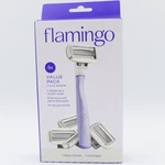 Flamingo Women's Lilac Razor 5-BLADE 1 Handle & Cartridges W/ Glide Strip. Fixed Price $11.88.