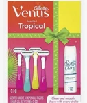 Gillette Venus Tropical Value Pack: 4 Scented Handle Razors + Shave Gel. Fixed Price $19.99.