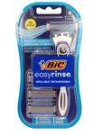 2 X Bic Easyrinse Refillable Men's Razors 4 Blades, 1 Handle + 3 Cartridges. Fixed Price $15.95.