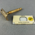 Gillette Safety Razor 1940S Gold Tone Ball End 3 Pc Tech Spoiler Used Blade Case. Fixed Price $24.95.