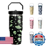 30OZ Alien Tumbler With Handle Flip Straw, Ufo Lover Stainless Steel Insulat. Fixed Price $48.75.