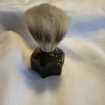 1950 Germany Bakelite Marbled Gold Green Unique Shape Base Shaving Brush. Fixed Price $57.00.