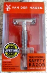 Van Der Hagen Traditional Safety Razor + 5 Blades New In Box. Fixed Price $13.49.