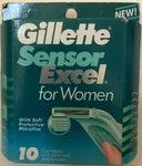 Gillette Sensor Excel For Women 10 Cartridges W/aloe & Moisturizers 1996NEW Rare. Fixed Price $94.65.