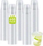 600 Pack 3 Oz Clear Plastic Cups, Small Bathroom Disposable Mouthwash Cup,. Fixed Price $25.92.