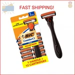 Bic Comfort Men's Refillable 3-BLADE Razors With Handle 12 Cartridges,. Fixed Price $15.06.