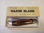 Cutlery Japan Large Folding Razor Blade Knife W/frostwood Handle Nos Nib. Fixed Price $35.00.