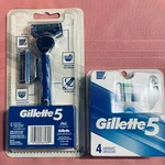 Gillette Aqua-grip Handle: 1 Razor & 6 5-BLADE Cartridges. Fixed Price $24.99.