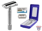 Twist Open Butterfly Safety Razor + 5 Double Edge Blades Classic Shaving Set. Fixed Price $10.99.