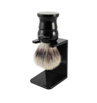 Edwin Jagger Shaving Brush Silver Tip Synthetic Medium Ebony With Stand New. Fixed Price $85.00.