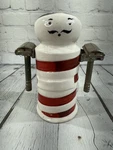 Vintage Shaving Razor Blade Bank Ceramic Barber Pole Arms Caddy Red Stripes. Fixed Price $59.46.