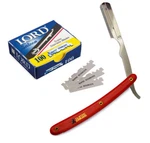Stainless Steel Straight Edge Barber Razor + 100 Lord Single Blades By Cs (red). Fixed Price $10.45.