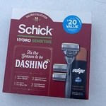 Schick Hydro Sensitive Shave Gift Set 1 Razor, 3 5-BLADE Catridges, Gel. Fixed Price $15.00.