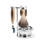 M Hle Vivo Brown Horn Resin 4-PIECE Pure Badger 5-BLADE Razor Shaving Set. Fixed Price $202.49.
