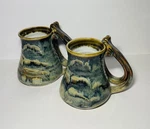 Mt Helens Ash Glaze Mugs Tom Edward Signed Double Loop Handle 78 -84 Pottery. Fixed Price $29.99.