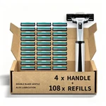 Men's Disposable Razors 108 Twin Stainless Steel Blades 4 Handles Smooth Shave. Fixed Price $16.01.