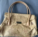 Allan Edward Vintage Map Print Top Handle Bag & Wallet Set Beige Brown. Fixed Price $55.00.