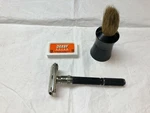 Vintage Gillette T4 Black Handle Adjustable Razor With 5 Pc. Blade Brush. Fixed Price $34.99.