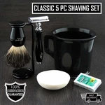 Safety Razor Badger Hair Shaving Brush Stand Derby Blades Black Set Haryali. Fixed Price $123.96.