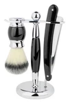 Union Razors SS5 Black 3 Piece Straight Shave Kit With Razor, Brush Stand. Fixed Price $15.00.
