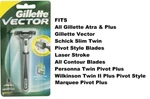 Gillette Vector Ft Atra Contour Plus Razor Blade Cartridge Refill Handle Shaver. Fixed Price $13.99.