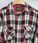 70S True Vintage Perma Prest Sears Red Gray Cream Plaid Flannel Button Up Mens. Fixed Price $18.95.