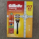 Gillette FUSION5 Razor For Men, Holiday Gift Set Him, Handle, 3 Blade. Fixed Price $17.00.