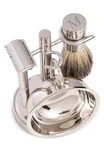 Bey-berk Men's Chrome Monogrammed Safety Razor & Brush Set. Fixed Price $55.00.