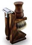 Handmade Wood Stand Brush Double Edge Safety Razor Shaving Set For Men Wet Shave. Fixed Price $44.85.