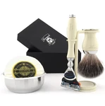 5PC Shaving Kit With Black Hair Brush, Blade Razor, Stand, Bowl & Soap. Fixed Price $69.99.