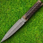 Damascus Zenith Fixed Dagger 7.25" Double Edge Steel Blade Wood Handle. Fixed Price $67.89.