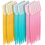 Boao 60 Pieces Eyebrow Razor Shaver Dermaplaning Tool Hair Pink, Blue,yellow. Fixed Price $17.99.