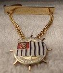 Vtg United States Power Squadron Yellow Gold Plate Boat Safety Tie Bar Clip Fob. Fixed Price $28.00.