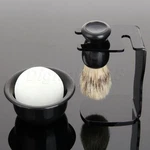 4 1 Set Men's Badger Hair Shaving Brush Stand Holder Soap Bowl Cup. Fixed Price $17.95.