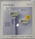 Flamingo Shave Kit Lilac Razor Handle With 13 Cartridges. Fixed Price $24.99.