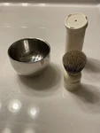 Progress Vulfix 2273S Super Badger Travel Shaving Brush With Case And Bowl. Fixed Price $38.00.