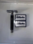Muhle Traditional Black & Chrome Safety Razor Open Comb W/ 12 Gillette Platinum. Fixed Price $124.98.