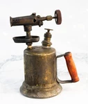 Antique Brass Blowtorch Gasoline Wood Handle Otto Bernz Era. Fixed Price $180.00.