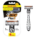 Flex Men's Disposable 5-BLADE Razors, Pivoting Head Precision Edging 4-PACK. Fixed Price $17.21.