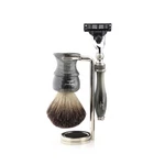 Badger Hair Shaving Brush & 3 Edge Blade Razor Set With Stand For Men. Fixed Price $99.99.