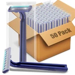Disposable Razors For Men 50 Pack, Homeless Supplies Bulk, Twin Blade Me.... Fixed Price $24.79.