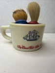 Vintage Shulton Old Spice Shaving Mug Ship Grand Turk Salem 1786 W 2 Brushes. Fixed Price $22.00.