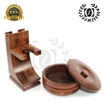 Classic Wood Shaving Stand & Mug For Safety Razor, Straight Walnut Finish. Fixed Price $24.99.
