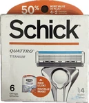 Schick Quattro Titanium Diamond Coated Razor Refill Cartridges 6 Pack 4 Blades. Fixed Price $11.00.