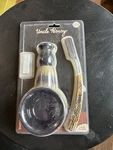 Uncle Henry Shaving Kit Black Beige With Brush Bowl Straight Razor. Fixed Price $22.24.