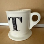 Anthropologie Letter Initial Coffee Mug White Retro Shaving Cup Monogram. Fixed Price $9.95.